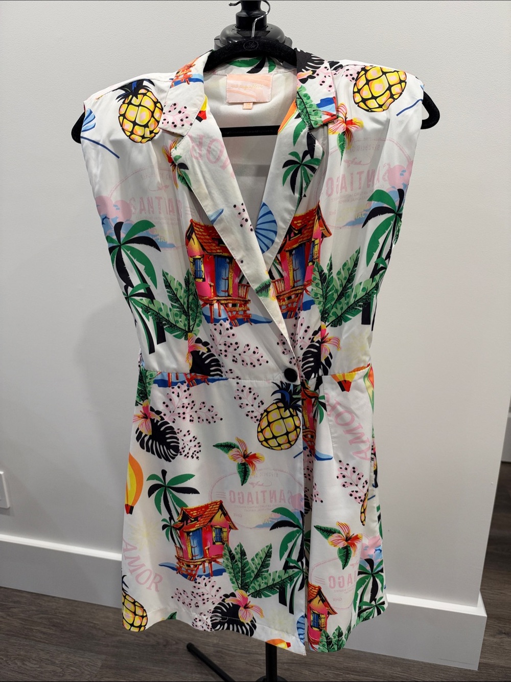 White Tropical Pineapple Print Romper